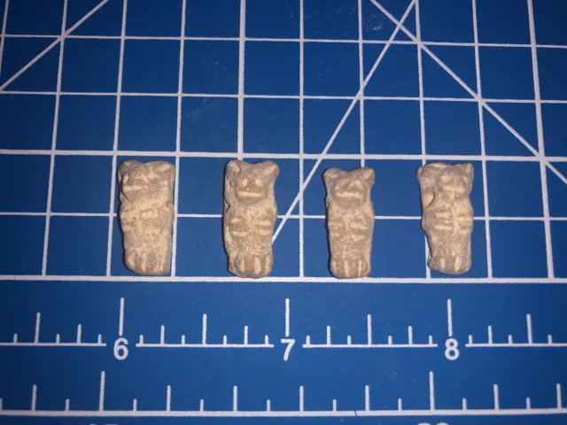 4 Pre Columbian Native Taino Stone Fetish Effigy Beads /  Pendants