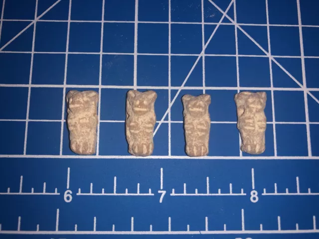 4 Pre Columbian Native Taino Stone Fetish Effigy Beads /  Pendants