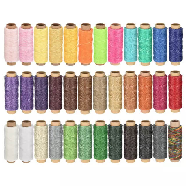 Leather Sewing Thread Set 55 Yards 150D/1mm Flat Waxed Cord (36 Colors in 1 Set)