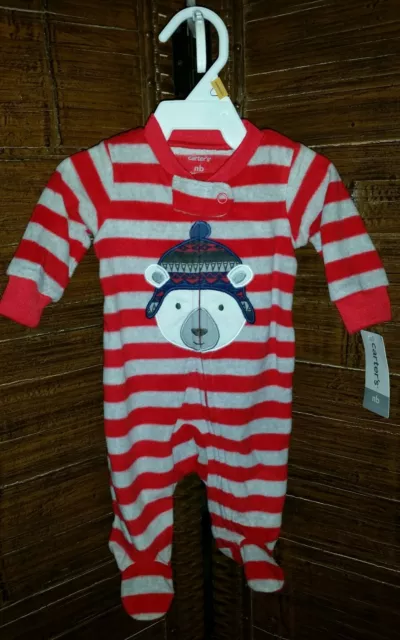 Nwt Carter's Baby Boy Fleece One Piece Outfit Size Newborn