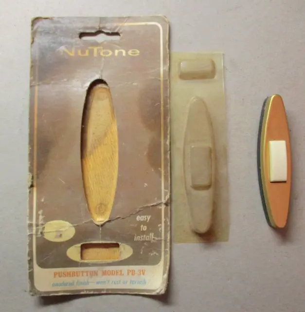 Nutone Gold Tone Aluminum & Bakelite Push Bar Button Door Bell MCM Vintage 1950s