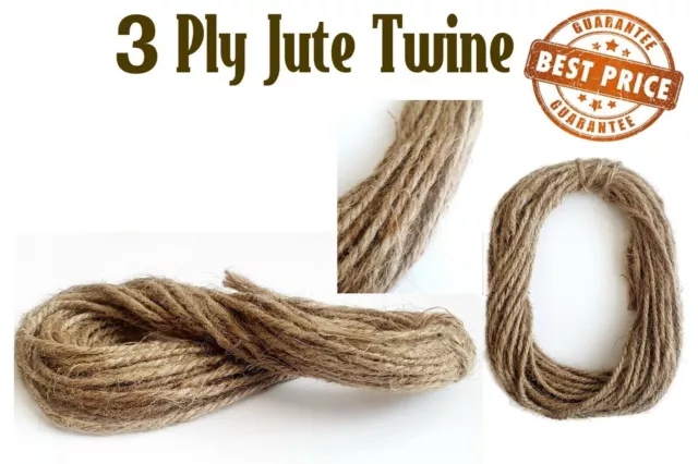 250M 3 Ply Natural Brown Soft Jute Twine Sisal String Rustic Cord Shabby UK