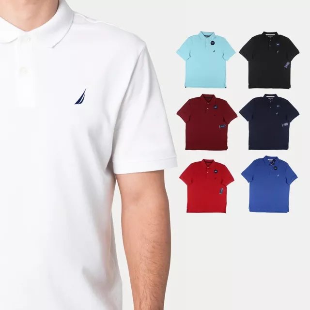 NAUTICA MENS CLASSIC Fit Short Sleeve Solid Soft Cotton Polo Shirt, Cargo  Blue, $20.99 - PicClick