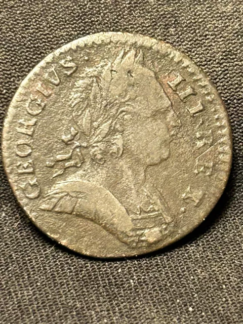 1774 Farthing - George III British Copper Coin