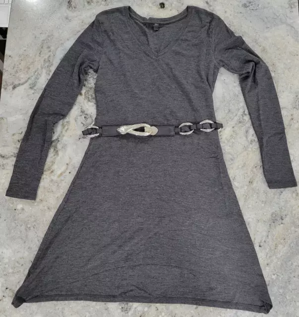 EMU Australia Grey Dress Women's Size Large with Silver Black Belt Pure New Wool