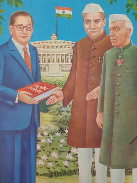 India Vintage Politica Stampa Ambedkar Presenta Constitution 14in x 2 2