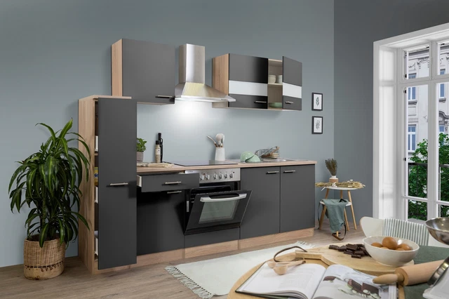 Cucina attrezzata cucinino Rovere Grigio Merle 240 CM