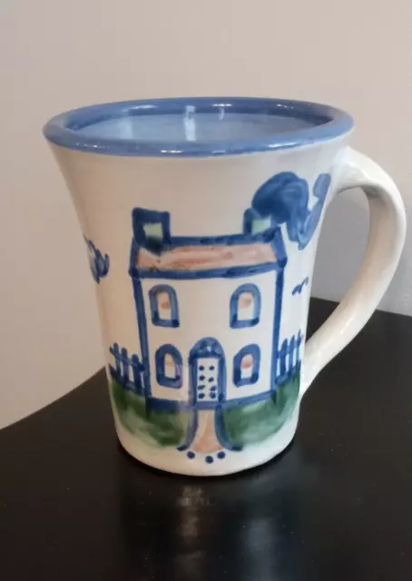 M A Hadley Pottery House Tall Coffee Mug 4 5/8" Flared Top "All Done"