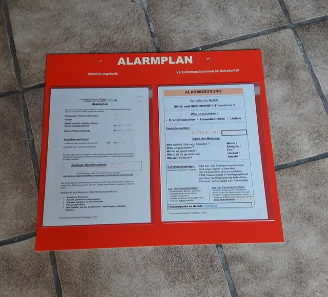 AUSHANG ALARMPLAN - 43 x 48 - Kunststoff Einsteckfächer Brandmeldung ...