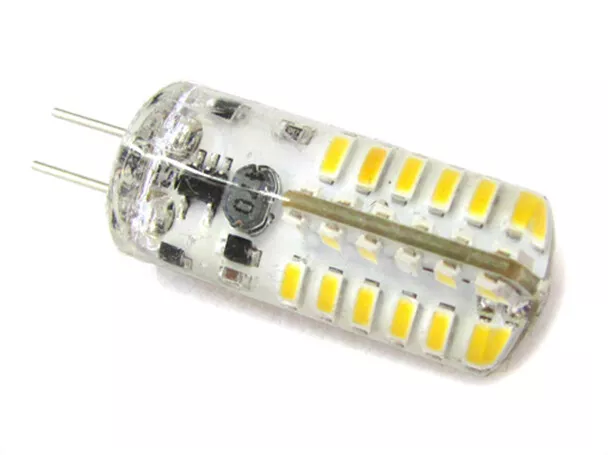 Lampadina LED Bispina G4 48 SMD 3014 DC 12V 3W Bianco Caldo 360 Gradi Con Silico