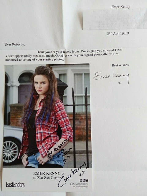 Emer Kenny, Eastenders, Zsa Zsa Carter, Hand Signed Photo Card & Letter, Exc Con