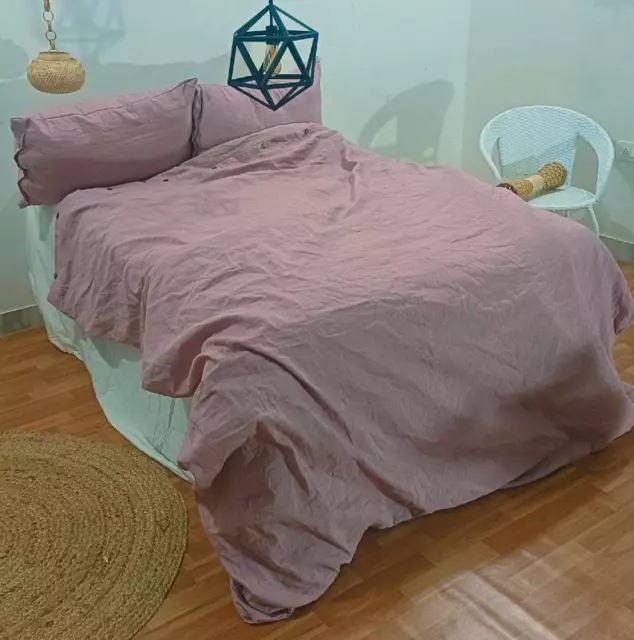 3 Pieces Pink Grey Color Cotton duvet cover Set pure Cotton Quilt Cover Set