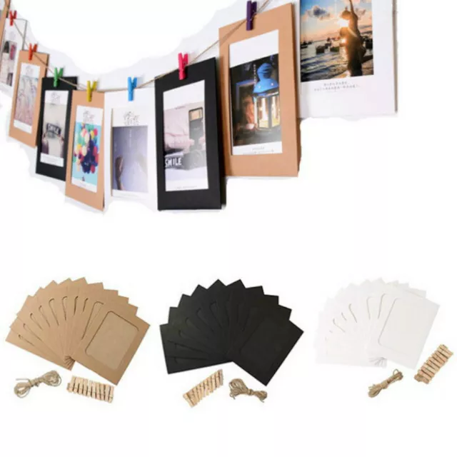 10x 6inch Hanging Album Clip Kraft Paper Photo Frame for Wedding Decor Garlan^ZY