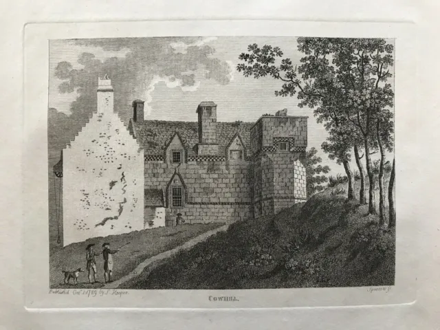 1789 Antique Print: Cowhill Tower, Dumfries and Galloway, Scotland by Grose