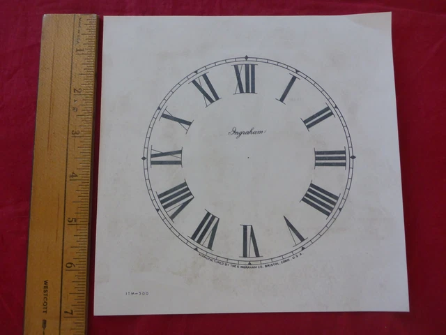 E. INGRAHAM CO Replacement Cardboard Paper Clock Face Roman Numeral