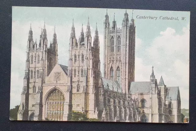 Unposted E Crow & Son Postcard - Canterbury Cathedral W (b)