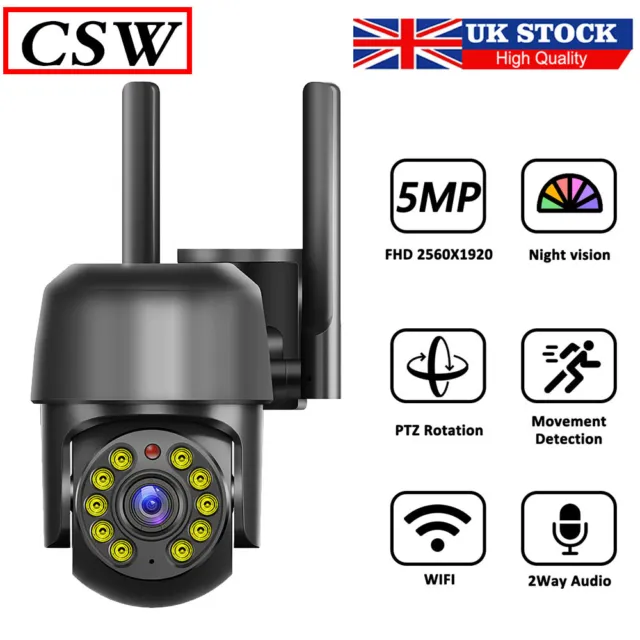 CSW Brand 5MP Smart Security Camera WiFi Wireless CCTV PTZ 360° 2 Way Audio Home
