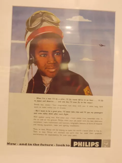 Original 1959 Vintage UK Aviation Advert Philips Pilot Flying to Africa