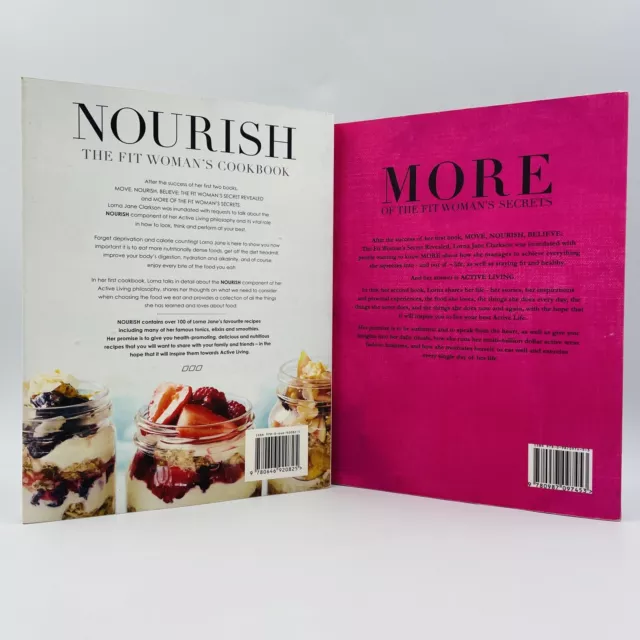 2 x Lorna Jane Clarkson Paperback Books Nourish/More Cookbook/Fit Woman's Book 2