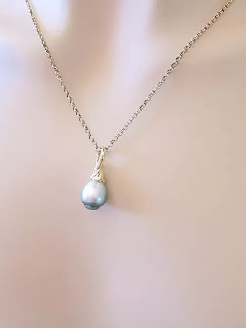Pendentif Perle de Tahiti cerclée Ø 9,70 mm /Monture Or Jaune 18 K/750/18 carats 2