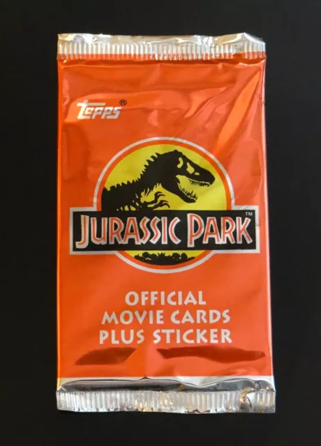 One Sealed Foil Pack Topps Jurassic Park Official Trading Cards & Sticker 1992