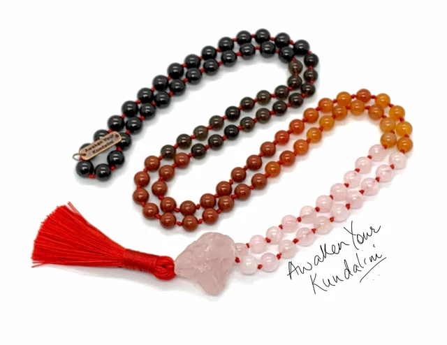 Red Jasper Garnet Smokey Quartz Rose Carnelian Mala beads Necklace Crystals Sex
