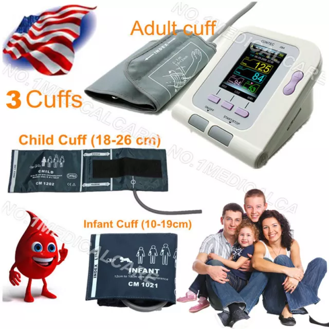 US Digital Blood Pressure Monitor, NIBP+Adult+Child+Infant cuff+SW, FDA CE