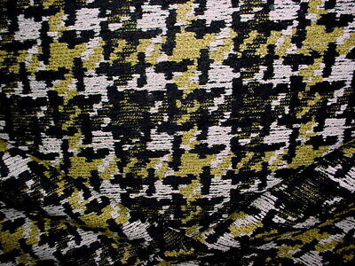 6-3/4Y Kravet Lee Jofa Citron Black Houndstooth Chenille Upholstery Fabric