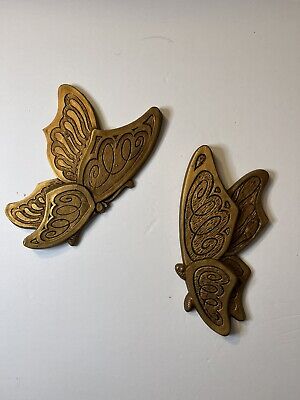Vintage 1973 Pair of Universal Statuary Butterfly Wall Plaques Home Interior