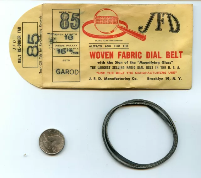 Radio Tuning Dial Belt #85 GAROD Fabric Cord 15-13/16" Guaranteed Good JFD Woven