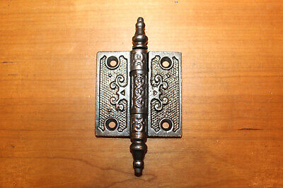 2-1/2" x 2-1/2" Ornate Steeple Tipped Cast Iron Victorian Eastlake Hinge E-8