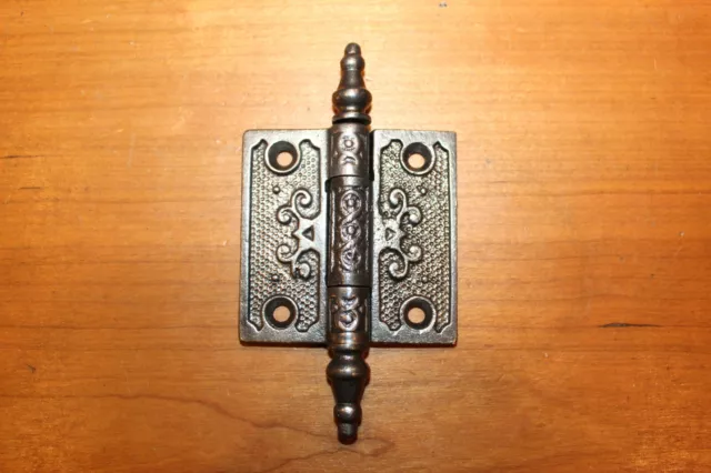 2-1/2" x 2-1/2" Ornate Steeple Tipped Cast Iron Victorian Eastlake Hinge E-8