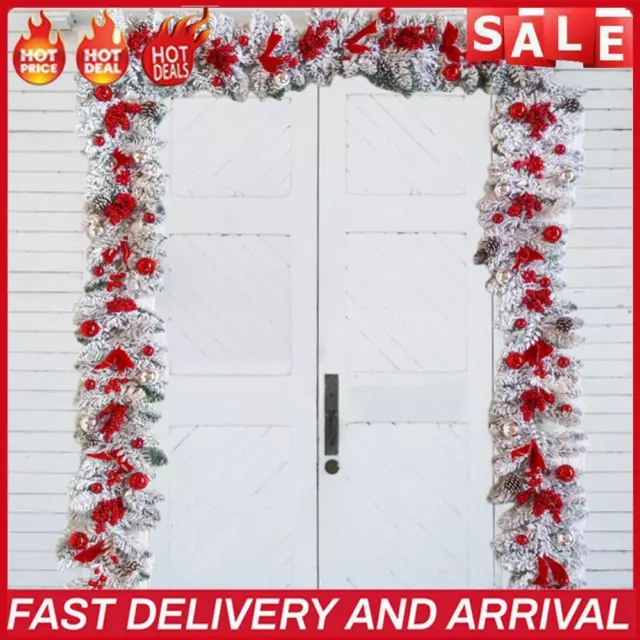 Christmas Flocked Garland Artificial Berry Garland Festival Theme for Front Door