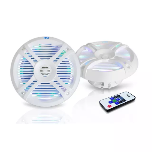 New Pair PLMRX68LEW 6.5" Marine waterproof Stereo Speakers W/LED Lights & Remote