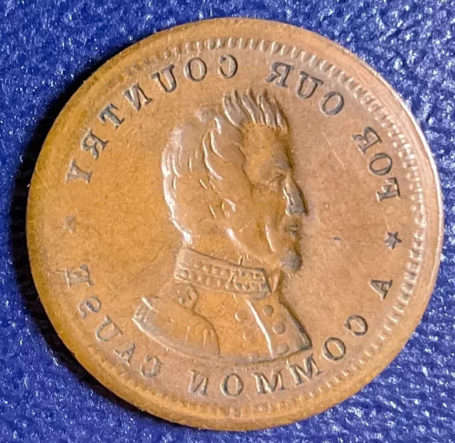 CWT Civil War Token F-135 FULL BROCKAGE MINT ERROR For Our Country Common #T90