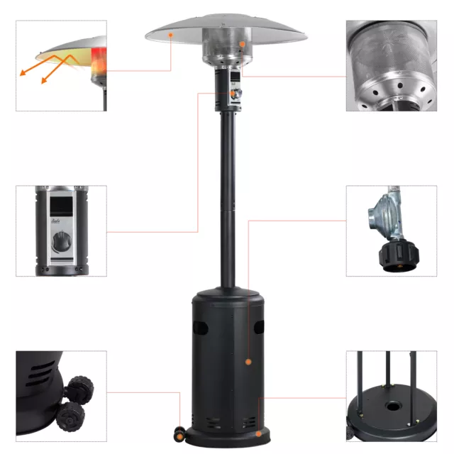 BIG HORN 8.8KW Gas Terrassen Heizstrahler Standräder Mit Rädern 3
