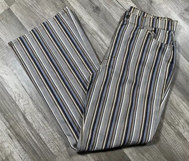 Vntg 60s 70s Levis Big E BELL Bottoms Flare Pants Disco Striped for GALS 30x30.5 2