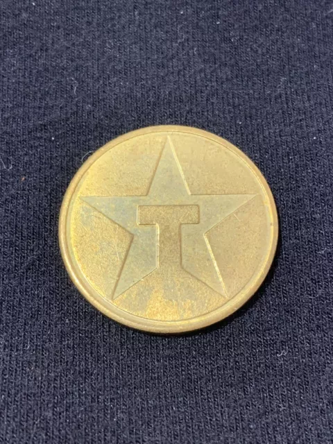 VTG 1980's Brass Texaco Food Mart Car Wash Token - Texaco Star T Logo.(3D/50)