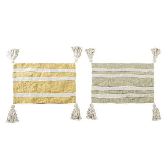 Housse de coussin DKD Home Decor Vert Jaune Frange Scandinave (50 x 1 x 30 cm) (