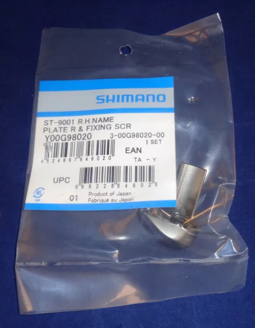 Shimano DuraAce ST-9001 Name Plate & Fixing Screw Y00H98020 Left Y00G98020 Right