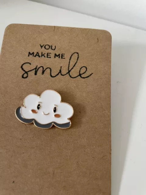 Cloud Enamel Pin Brooch Cute Kawaii Gift Cartoon Badge You Make Me Smile Friend