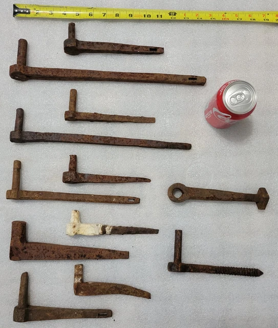 12 Vintage Antique Hand Forged Barn Door Gate Strap Hinge Pintles Rustic Mix Lot