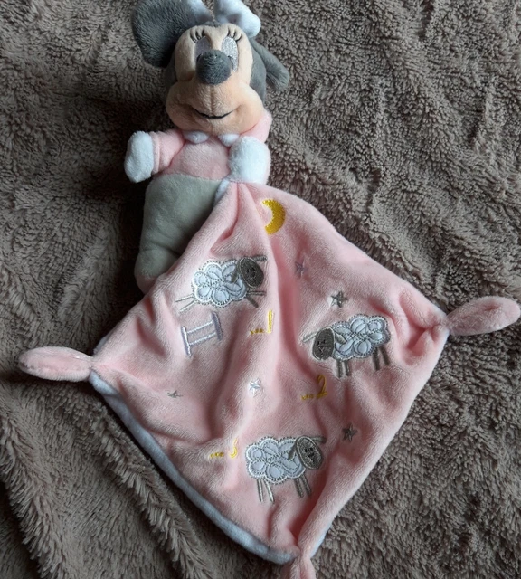 DPD/Doudou Peluche Minnie Rose Mouchoir Brodé Mouton Lune TTBE