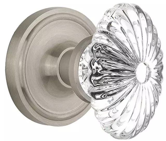 NEW Nostalgic Classic Rosette with Oval Fluted Crystal Glass Knob - Single Dummy
