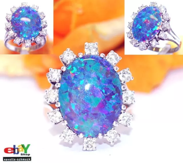 wertvoller exklusiver 1,00ct Brillant Opal 585er Goldring Wert 5990 € Euro RAR