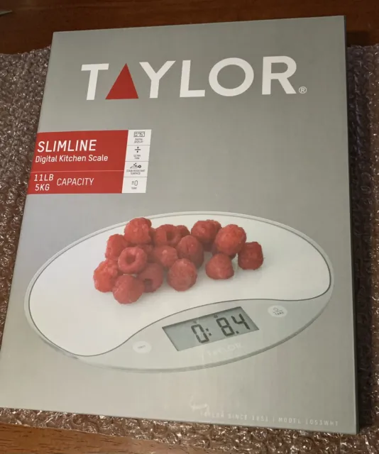 Taylor Slimline Ultra Thin Digital Kitchen Scale 11lb New White 1053WHT Tare Opt