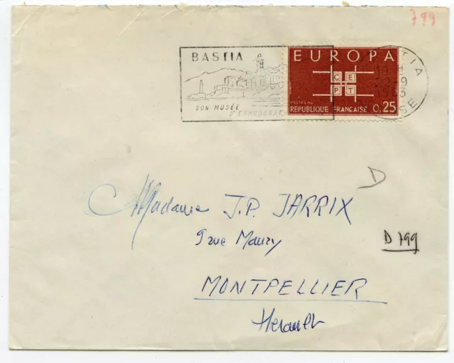 Individual Sur Carta N º 1396 Europa/Bastia/Montpellier 1963