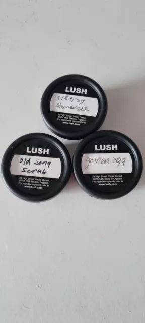 Lush body Old Somg body,scrub, golden egg and sleep shower gel sample pots