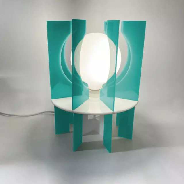 MODPOP Space Age Aqua Blue Table Lamp - 1970s Retro Mid Century Modern Sputnik 3