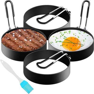 Anello per Uova Anelli di Uova Fritte da 7,5 cm Antiaderenti per Uova Fritte Forma perin Acciaio Inossidabile 4 pezzi Frittelle Omelette 